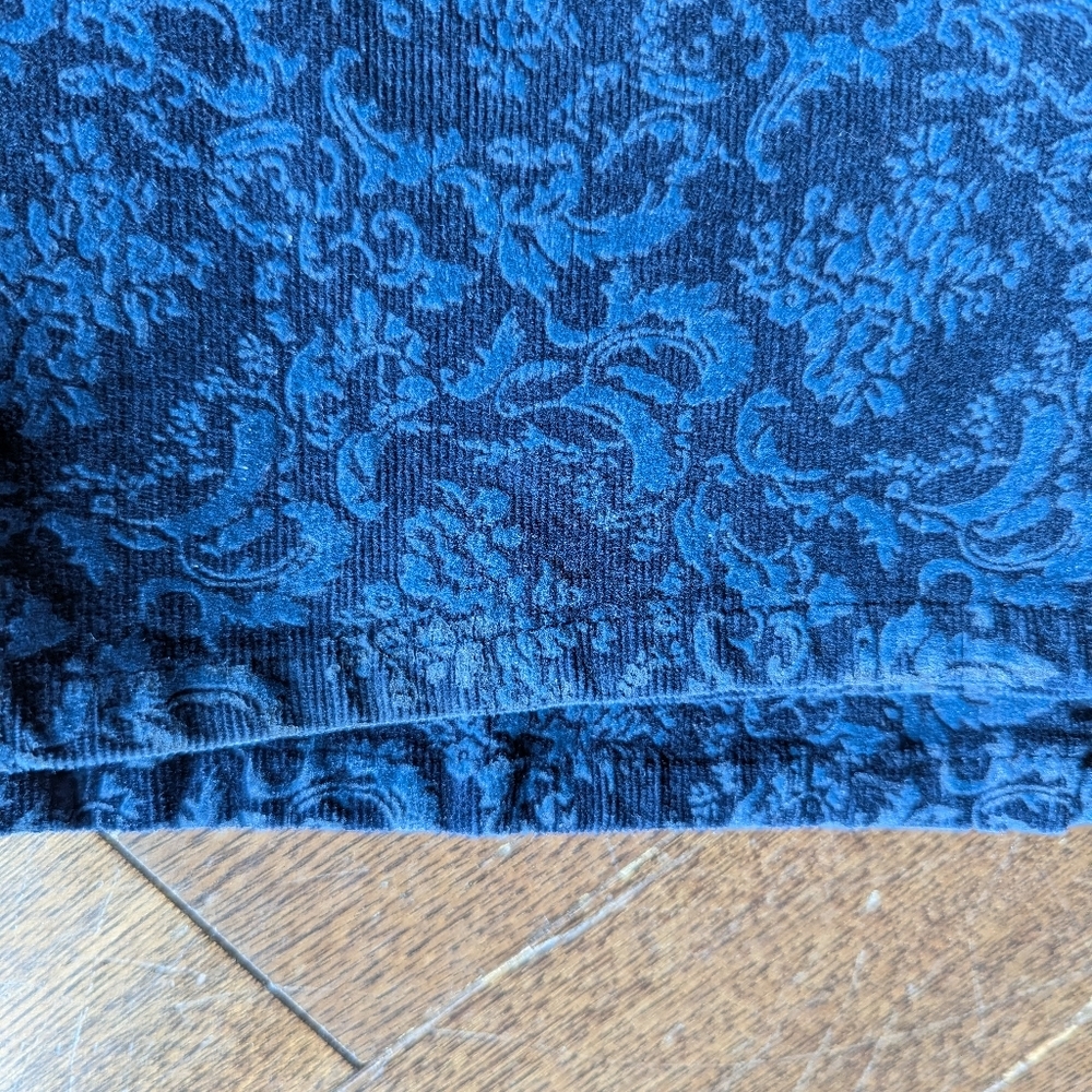 Talbots Petite Heritage Blue Velvet Burnout Corduroy Pants Womens Sz 12P Floral - Picture 12 of 12